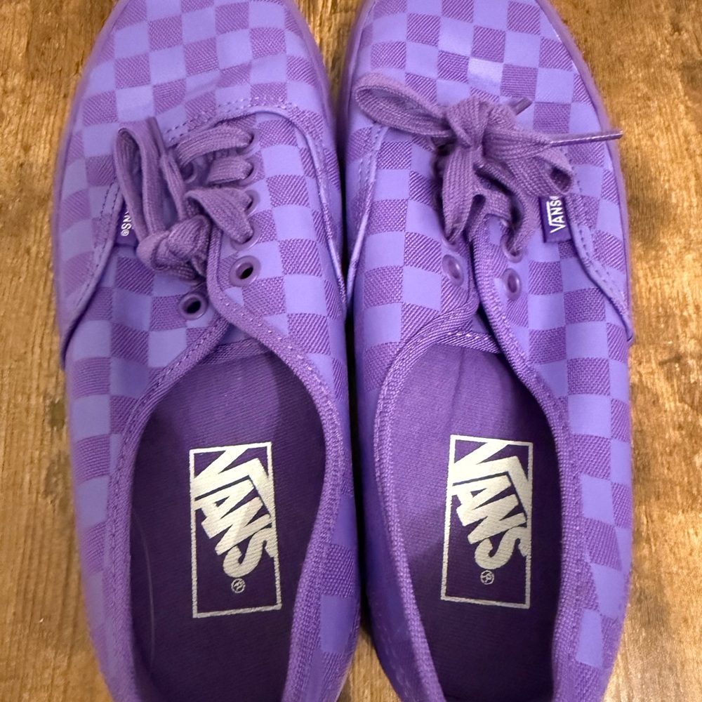 Vans Vibrant Purple Checkered Shoes - Picture 2 of 6